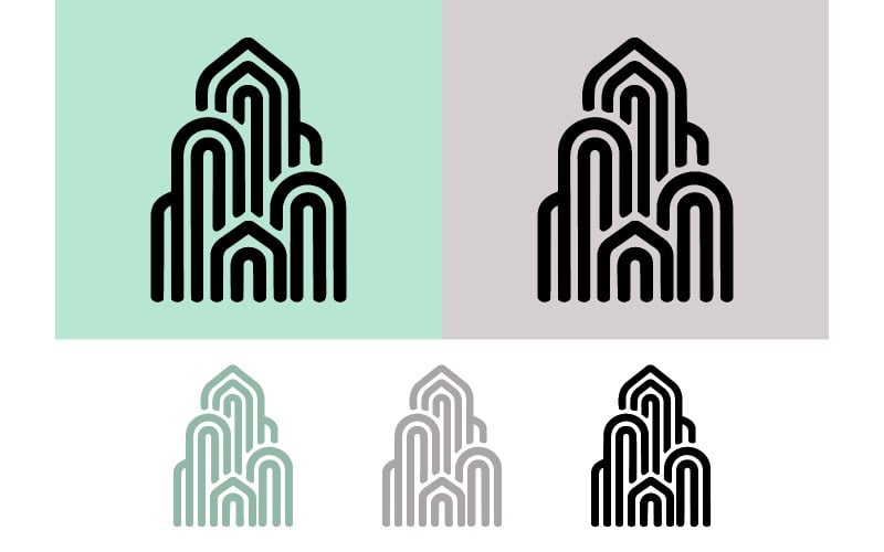 Logo astratto di un edificio color menta.