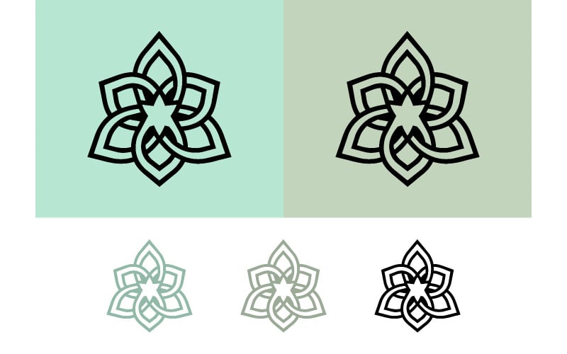 Geometrisch bloemenlogo, abstract en sierlijk.