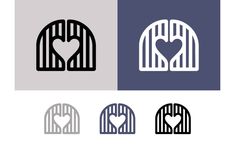 Logo ad arco con cuore dietro le sbarre.
