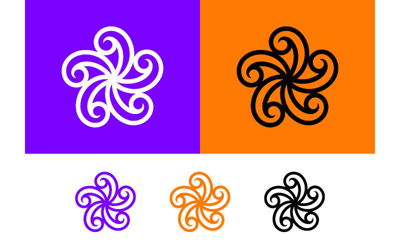 Forme d'étoile abstraite avec des volutes graphiques.