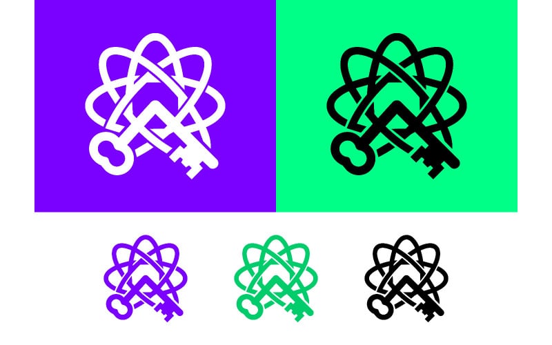 Motif graphique abstrait de clés entrelacées.