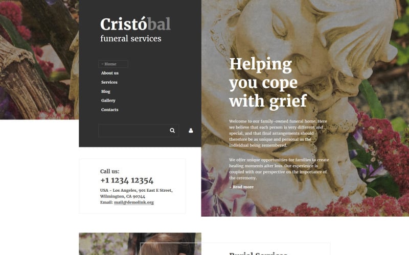Cristobal - Cenaze Hizmetleri Duyarlı Web Sitesi Şablonu