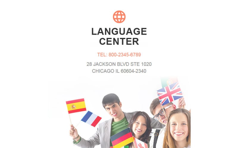 языковая школа отзывчивый шаблон информационного бюллетеня