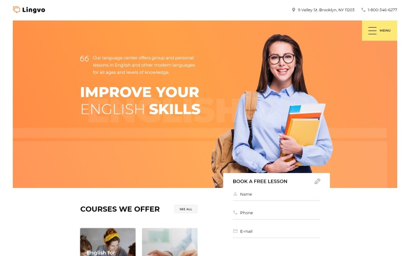 Lingvo - Language School Multipage Simple HTML5 Bootstrap Website Mall