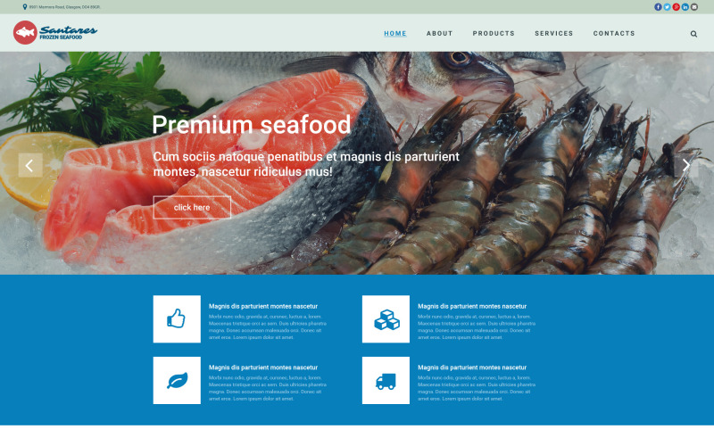 Modèle de site Web réactif pour aliments surgelés