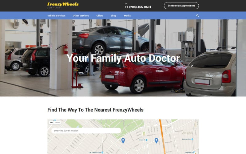 Modello di sito Web di Frenzy Wheels