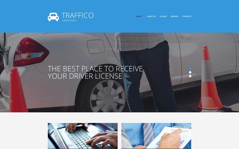 Modello di sito Web reattivo della scuola di traffico