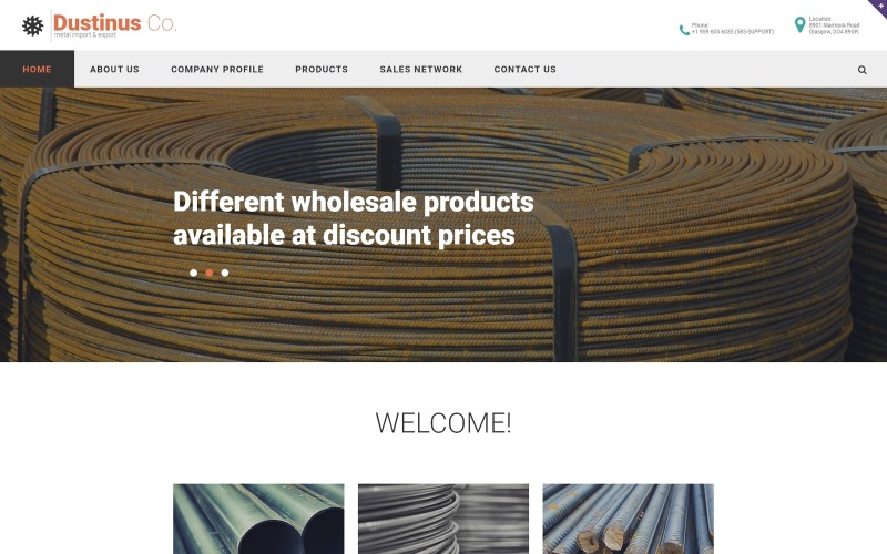 Modello di sito Web reattivo industriale