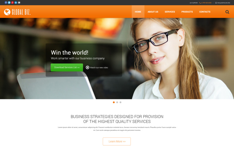 Modelo de site responsivo de negócios e serviços