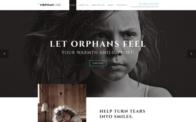 OrphanCare - Шаблон веб-сайту про благодійність та збір коштів для дітей