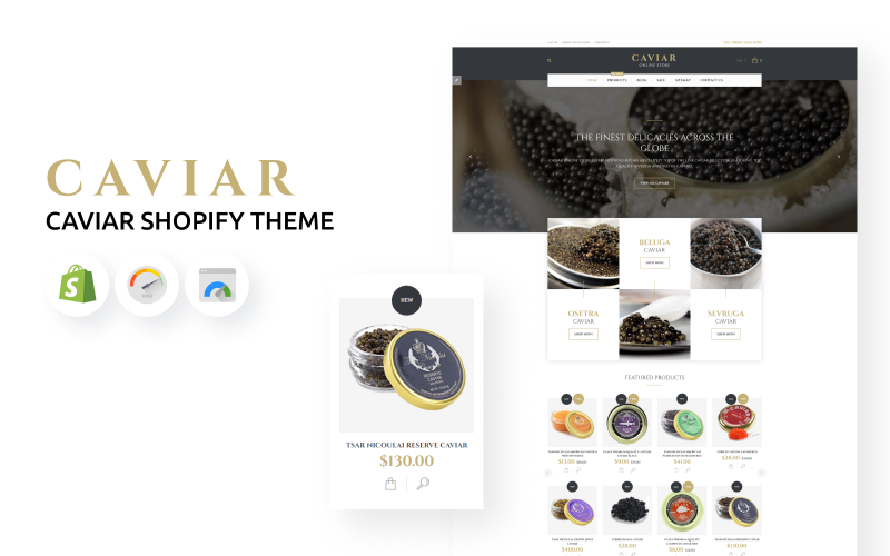 Тема Shopify електронної комерції Caviar