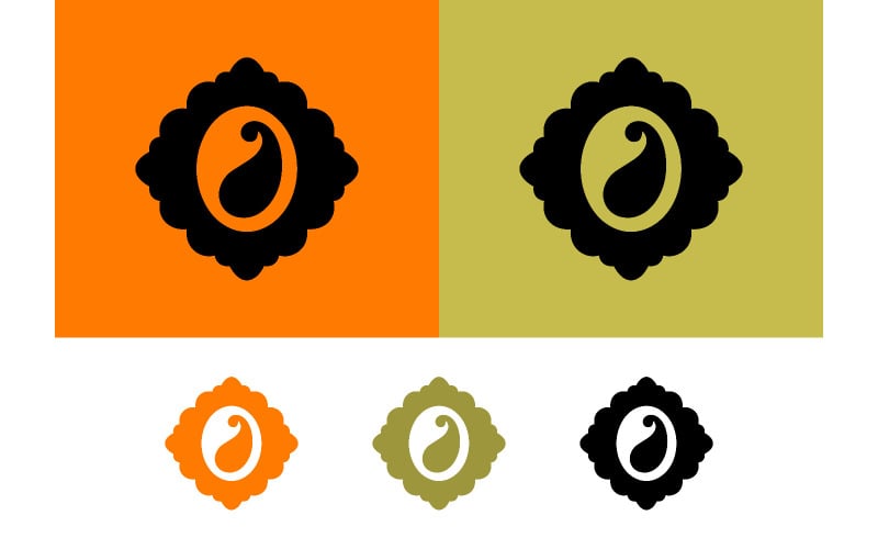 Logo à motif cachemire, décor élégant et orné.