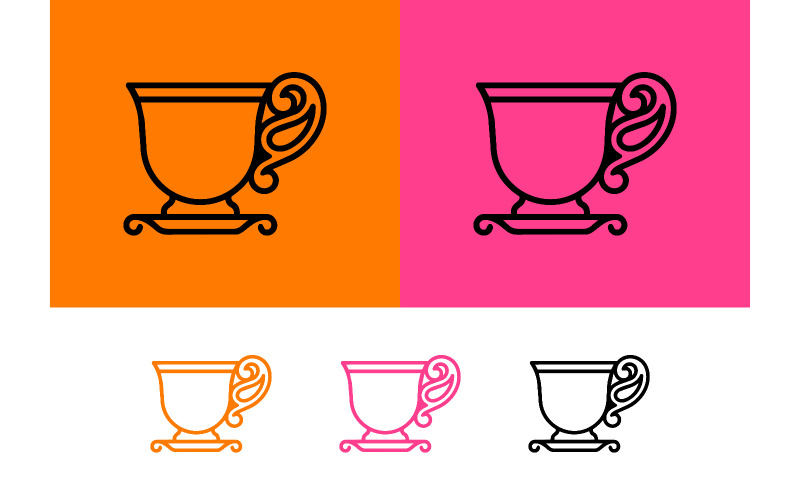 Iconenset van een theekopje met decoratief handvat.