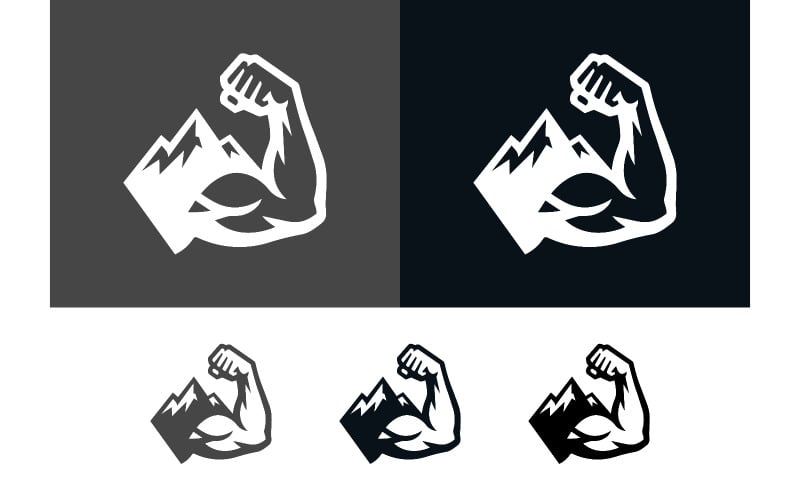 Logo de montagne musclée, symbole de force.