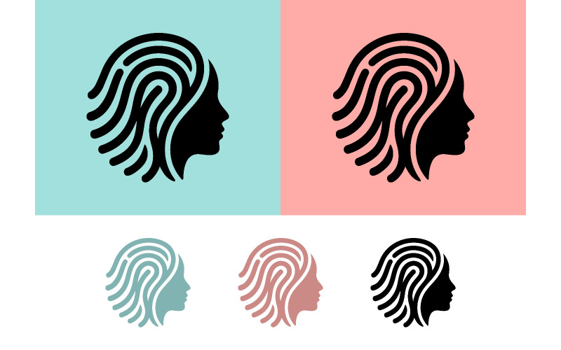 Profil facial abstrait par empreinte digitale.