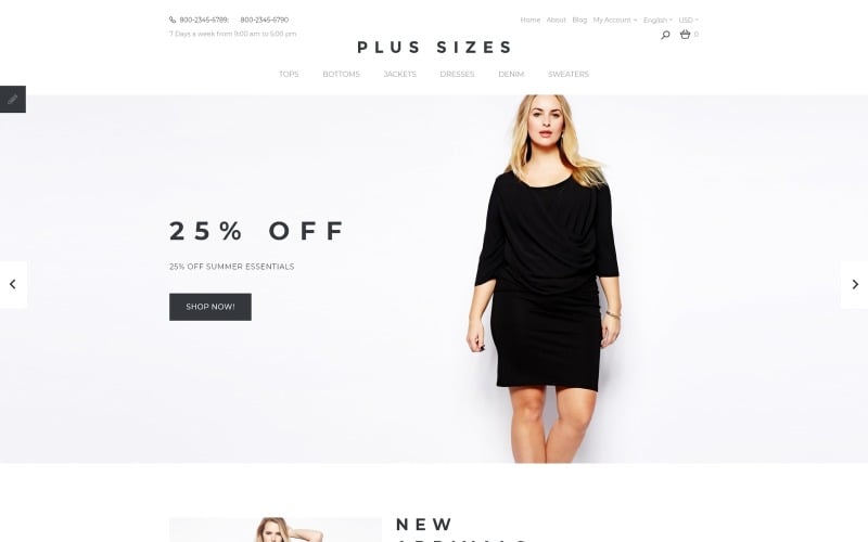 Modèle OpenCart de tailles plus