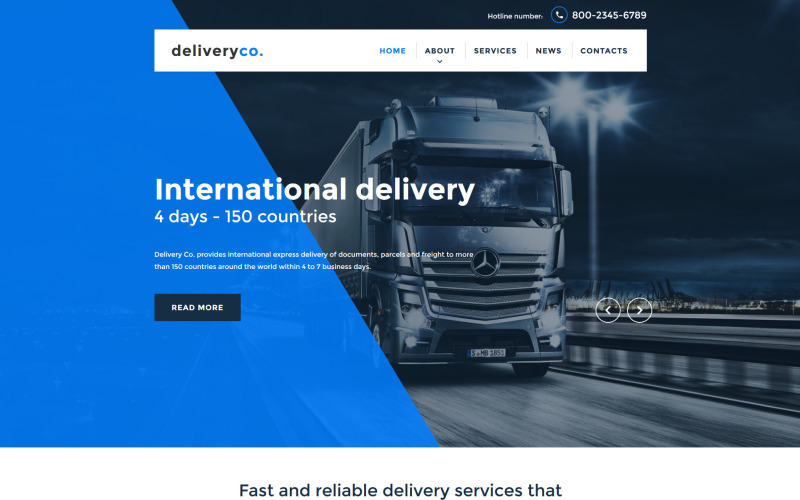 Modello di sito Web di servizi di consegna