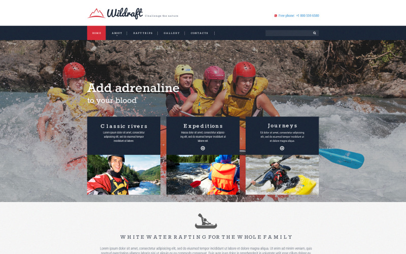 Modello di sito Web reattivo di rafting