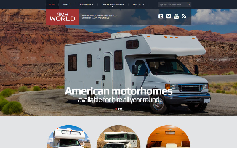 Modello di sito Web reattivo per camper e camper