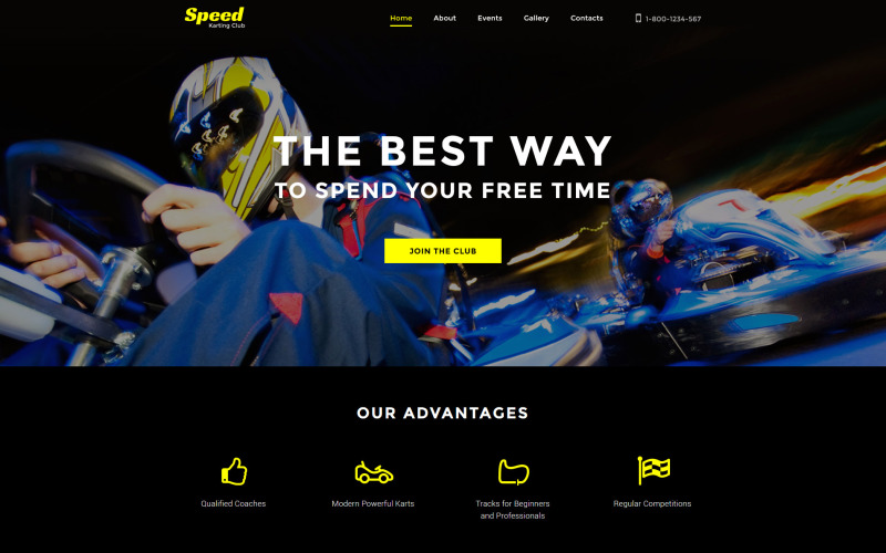 Plantilla de sitio web adaptable de karting