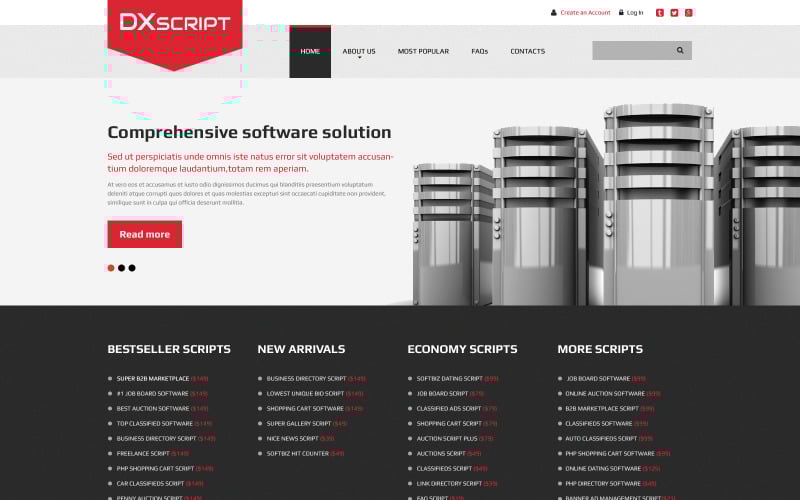 Šablona webových stránek reagujících na software