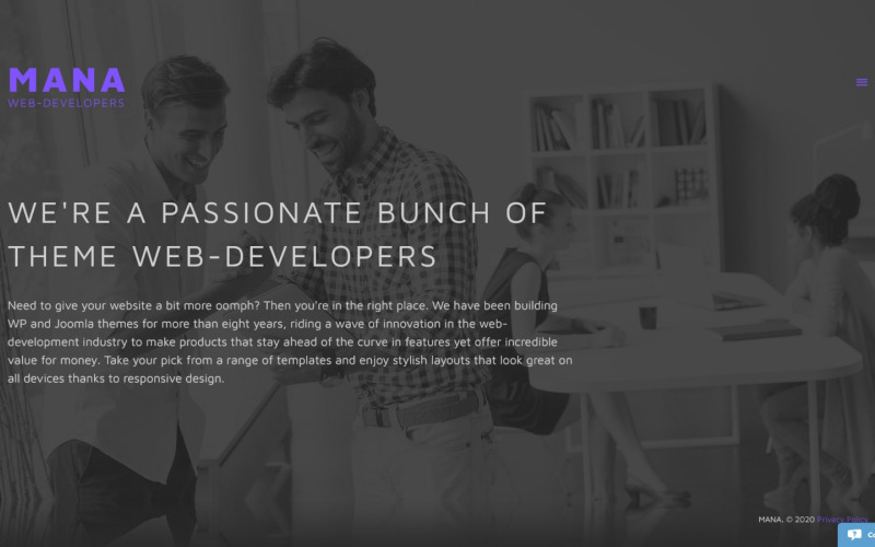 Webfejlesztésre érzékeny Joomla sablon