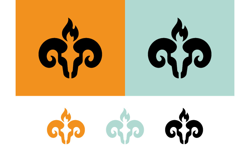 RAM hlava plamen ikona moderní logo.