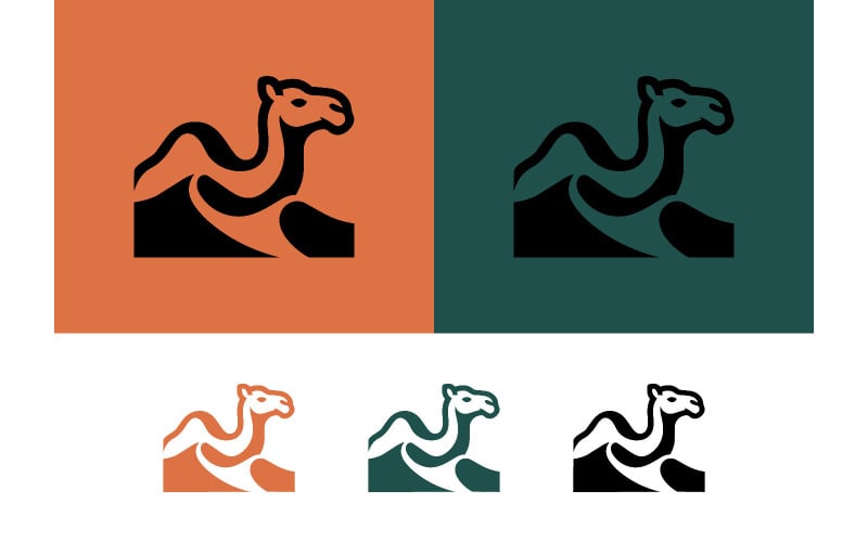 Een kameellogo met woestijngolven voor branding.