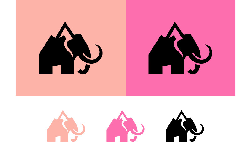Mammoth House-logotypen i rosa, svart och persika.