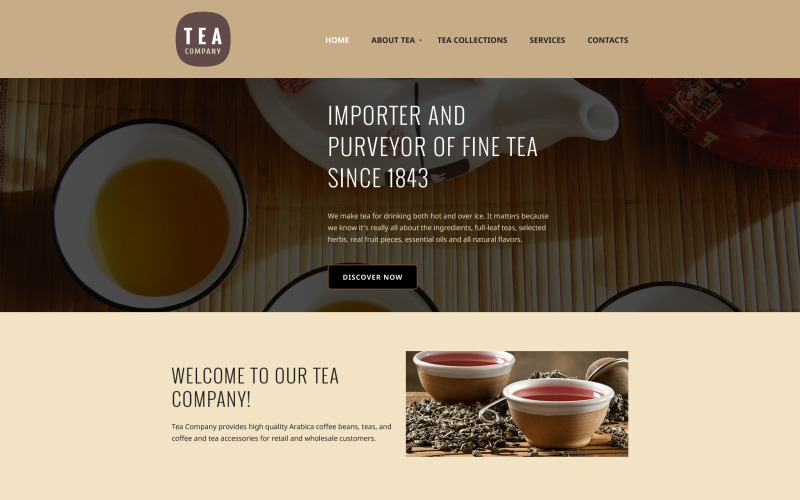 Modello di sito Web di Tea Company
