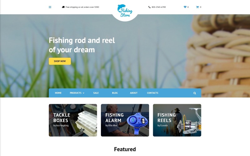Modello OpenCart del negozio di pesca