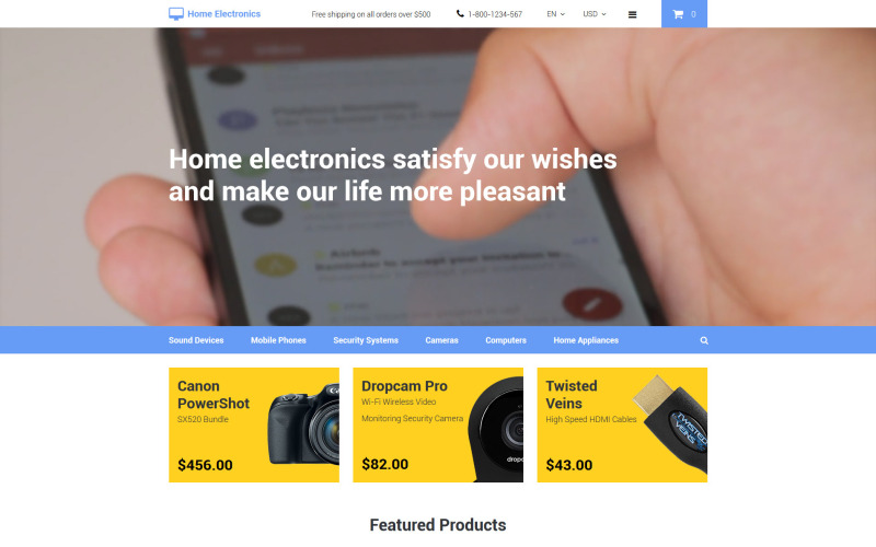 OpenCart шаблон домашней электроники