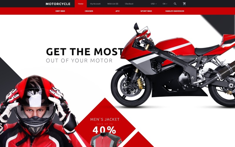 Шаблон OpenCart для мотоциклов