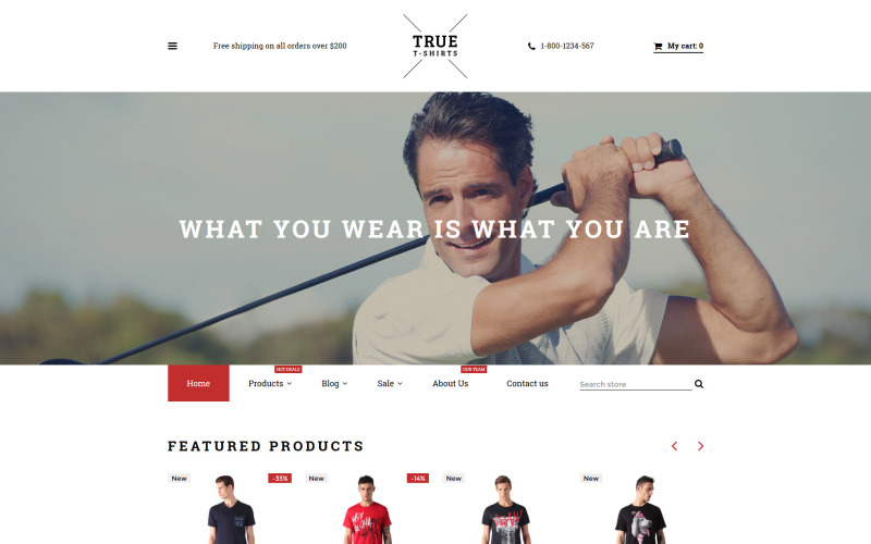 Tema do Shopify de camisetas verdadeiras