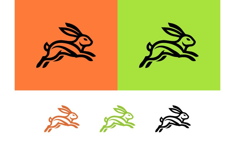 Conception graphique d'un logo représentant un lapin qui saute.