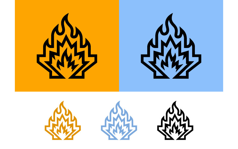 Abstracte, vlammende iconen voor waarschuwingen.