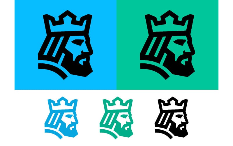 Logo con profilo di re, elemento di design grafico astratto.