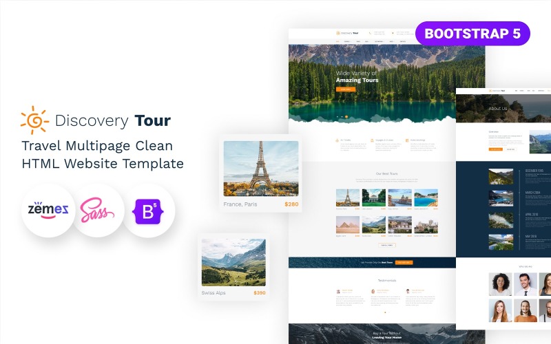 Discovery Tour – šablona webových stránek cestovní kanceláře HTML5