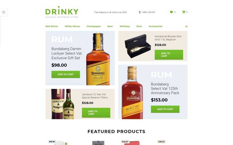 шаблон drinky opencart