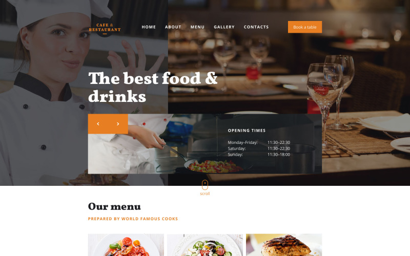Modelo de site responsivo de café e restaurante