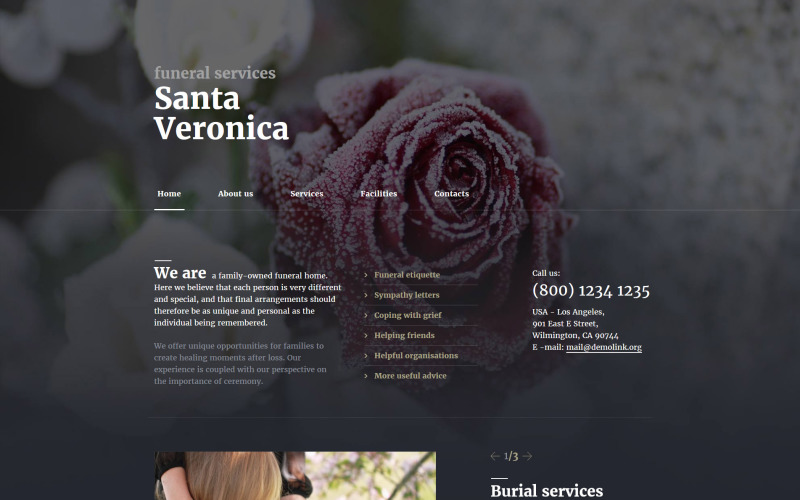 Modelo de site responsivo para serviços funerários