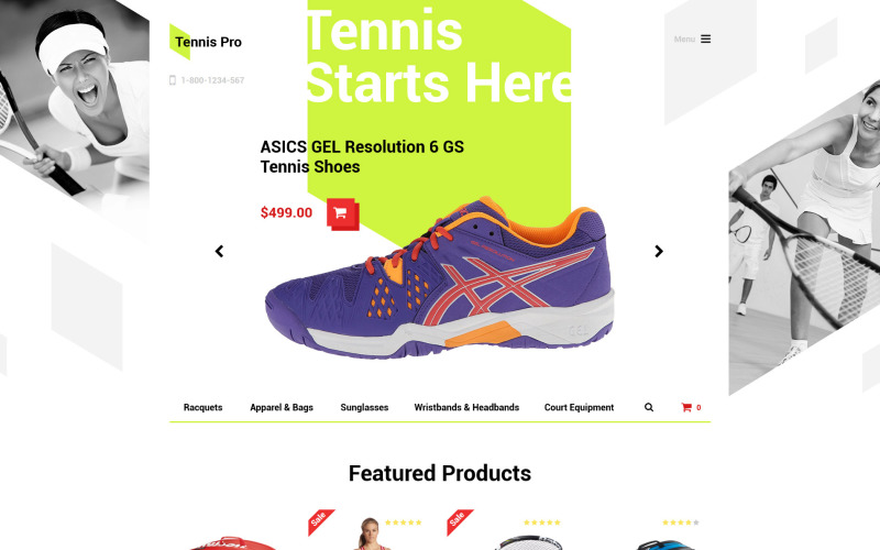 Plantilla OpenCart de Tennis Pro