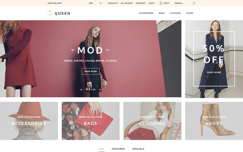 Queen - szablon OpenCart sklepu mody