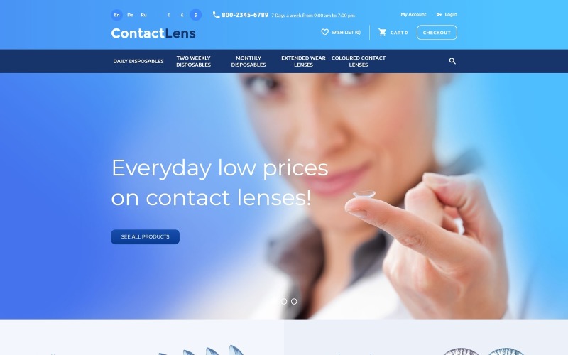 Шаблон OpenCart для контактних лінз