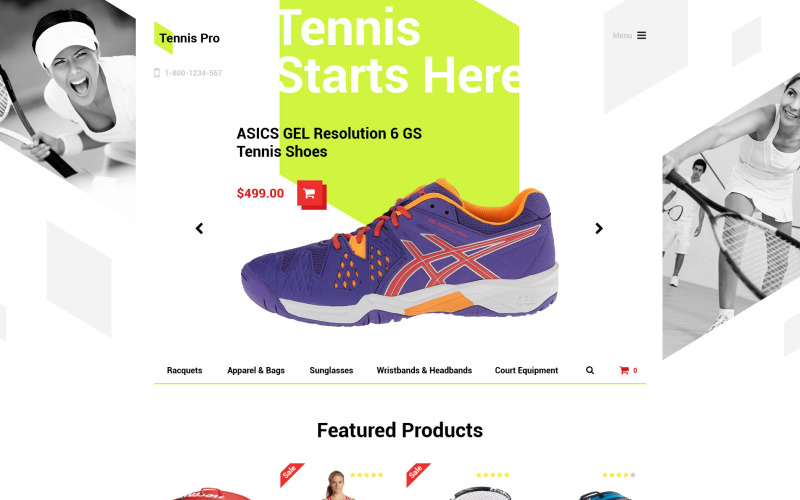 шаблон tennis pro opencart