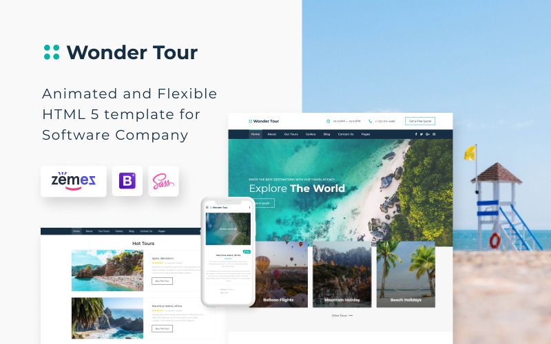 Wonder Tour - Modèle de site Web d'agence de voyage simple