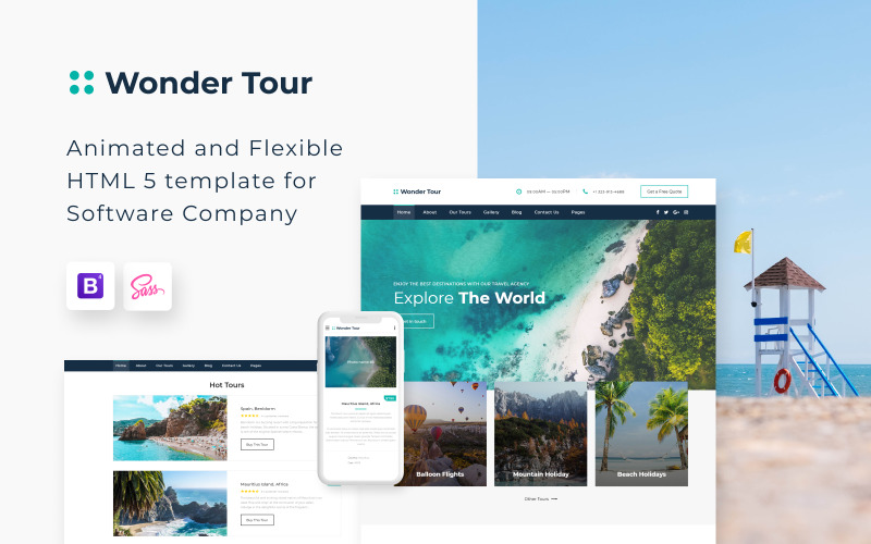 Wonder Tour - простой шаблон сайта туристического агентства