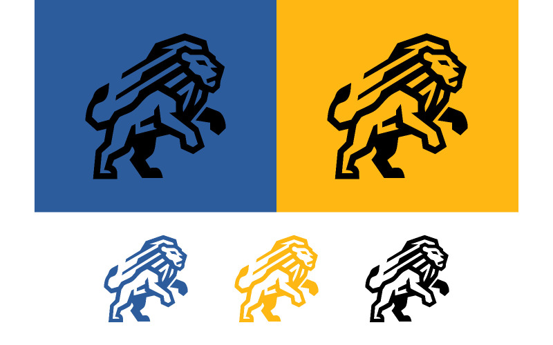 Grafische ontwerpen van leeuwen in dynamische poses.