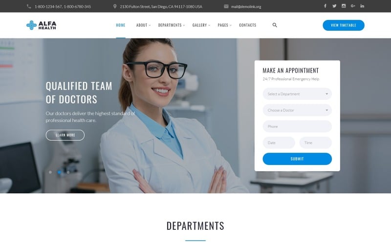 Alfa Health - Doctor Multipage HTML Szablon nowoczesnej strony internetowej