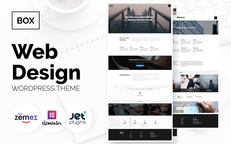 Box — тема WordPress Elementor для веб-дизайна, предназначенная для многоцелевого сайта-портфолио.